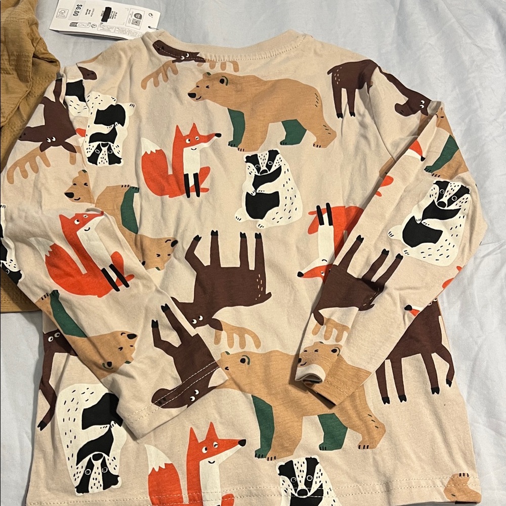 Primark NWT Boy’s Long Sleeve Shirt Set - teal, mustard, and Animal Print - Picture 9 of 13
